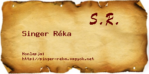 Singer Réka névjegykártya